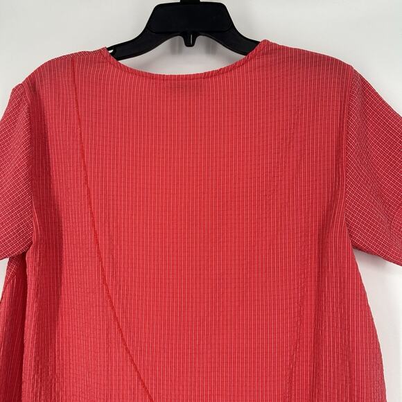 Habitat Red Check Tunic Top Asymmetric Hem Short Sleeve Stretch Size S - Picture 6 of 9